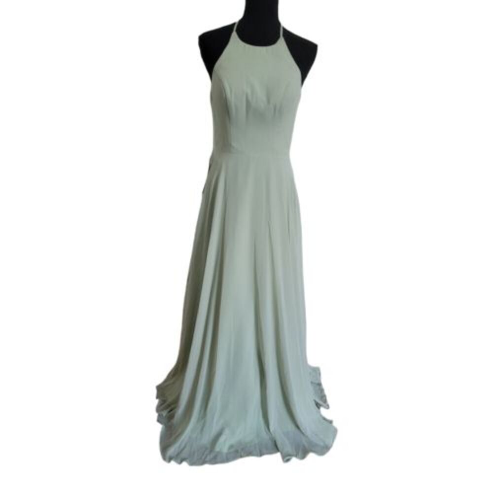 AZAZIE CELYN A-Line Chiffon Floor-Length Dress Dusty Sage Bridesmaid Wedding NWT